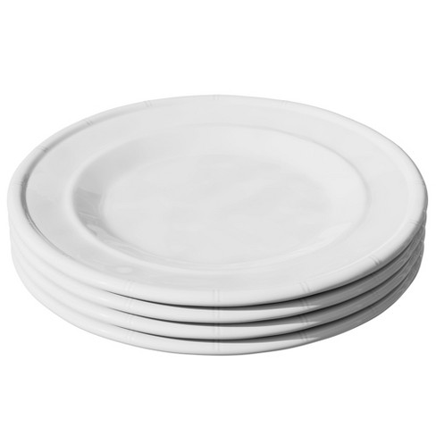 American Atelier White Bamboo Edge Design Melamine Plates, Lightweight and  Break-Resistant Plates, Dish Set for Everyday Use, Set of 4,11-Inch