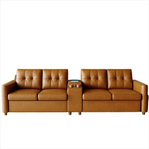 115" Sectional Sofa with Center Console, Cup Holders, Tufted Cushions & Storage Pocket, Spacious 4-Seater Couch for Apartment, Lounge - 1 of 4