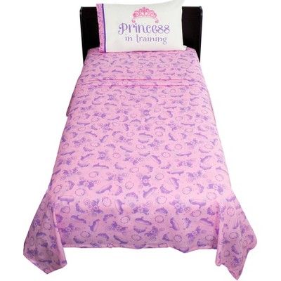 3pc Disney Twin Sheet Set Princess in Training Scrolls Bedding Accessories - Sofia the First..