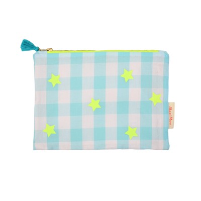 Meri Meri Blue & Neon Gingham Pouch