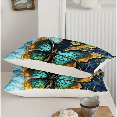 Boersma 3pcs Butterfly Bedding Set, Blue and Green Butterfly Decor for Bedroom, Dormitory, and Guest Room, Dreamy Butterfly Comforter