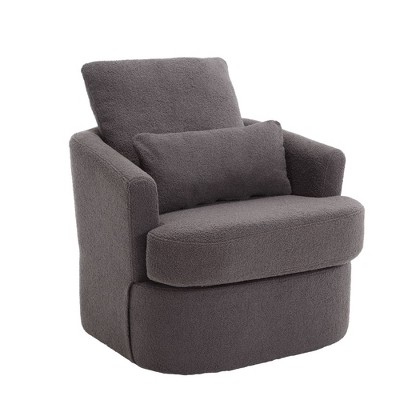 NicBex Teddy Swivel Barrel Accent Chair,Upholstered Swivel Living Room Chairs with Curved Backrest,Cozy Armchair,Accent Chairs for Living Room