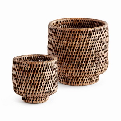 Plum & Post BURMA RATTAN CACHEPOTS SMALL, SET OF 2