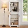 INFURNIC Decorative Storage Cabinets Multi-Functional TV Stand Sideboard with Large Storage for Living Room and Office, White, 23.7"*15"*68" - 2 of 4