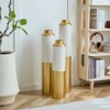Aukfa Modern 3-Piece White Droplet Shaped Metal Floor Vase Set – Large Glazed Decorative Vases for Home Décor - 2 of 4