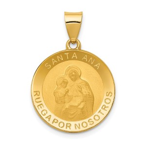 Black Bow Jewelry 14k Yellow Gold Hollow Santa Ana Medal Pendant, 19mm (3/4 Inch) - 1 of 4