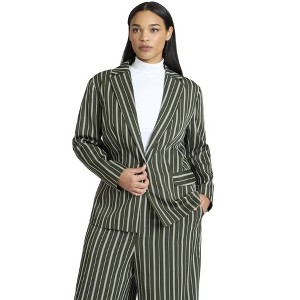 ELOQUII Women's Plus Size Fitted Striped Blazer - 1 of 4