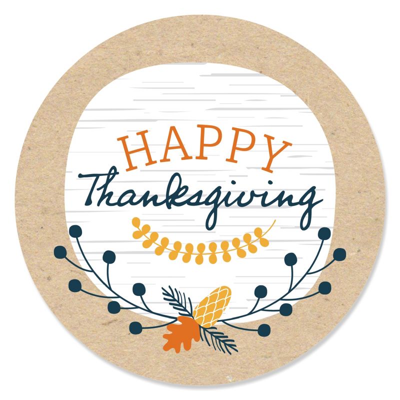 Big Dot of Happiness Happy Thanksgiving - Fall Harvest Party Circle Sticker Labels - 24 Count, 1 of 5