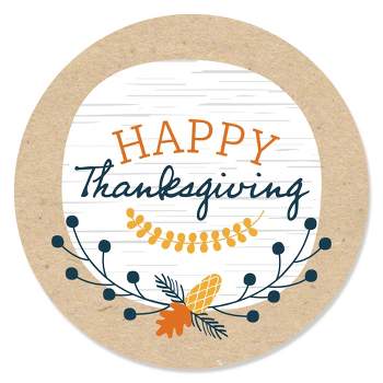 Big Dot of Happiness Happy Thanksgiving - Fall Harvest Party Circle Sticker Labels - 24 Count