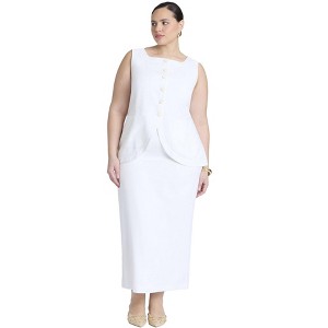ELOQUII Women's Plus Size Linen Blend Column Skirt - 1 of 4