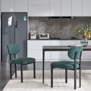 Sapphtopaz Modern Dining Chair Set of 2 Mid-Century Boucle Upholstered Chair with Backrest and Black Metal Leg Chairs for Dining Room, Kitchen - 1 of 4