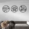 Cinq 3 Piece Set Wall Decor, Floral Hollow Out Abstract Design, Black Round Metal Frame - 3 of 4