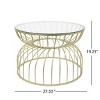 Modern Metal Coffee Table,Hollow Line Metal Bases Coffee Table,Coffee Table With Tempered Glass Tabletop And Metal Frame-Coolbibila - 4 of 4