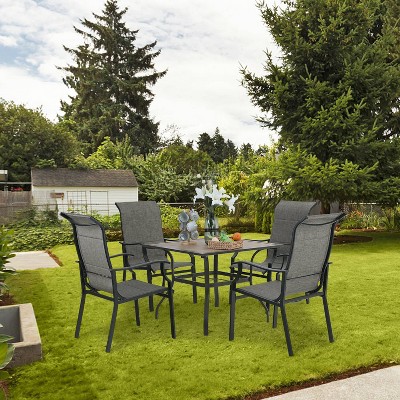 5pc Patio Dining Set with Square Table & Padded Arm Chairs - Captiva Designs