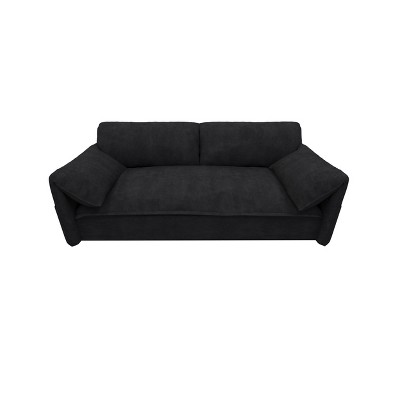 NicBex Velvet Loveseat Sofa Modern Convertible Pull-Out Sofa Bed with Side Storage for Living Room,Apartment,Black