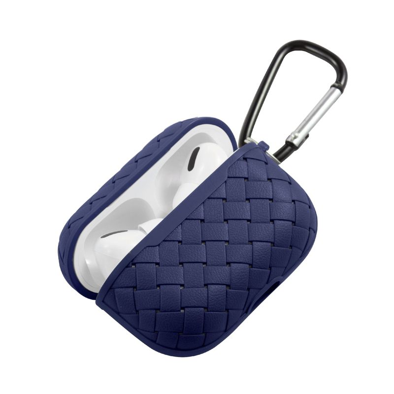 Insten Case Compatible with AirPods Pro - Weave Shaped Skin Cover with Keychain, Blue, 5 of 10