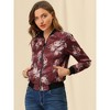 INSPIRE CHIC Women's Stand Collar Floral Prints Zip Up Lightweight Short Jacket - 3 of 4