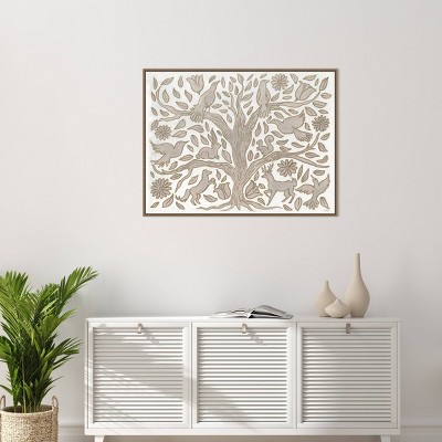 Nordic Critter Tree Beaded Framed Canvas Wall Art
