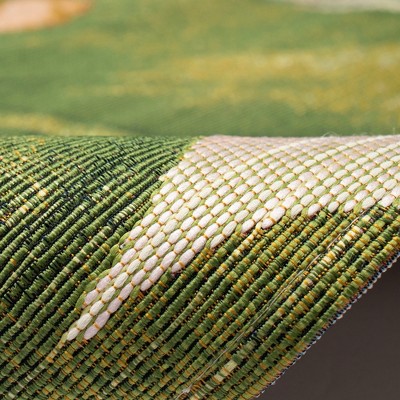 Tropical Elegance Cream & Green Floral Synthetic Area Rug