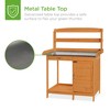 Best Choice Products Outdoor Garden Wooden Potting Bench Station w/ Metal Table Top, Pre-Stained Finish, Cabinet - Brown - 4 of 4
