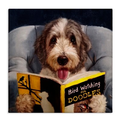 Stupell Industries Dog with Bird Watching Book, 17" x 17"