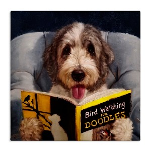 Stupell Industries Dog with Bird Watching Book, 17" x 17" - 1 of 4