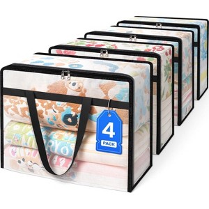 6 Pack Moving Bags Clear Window, Large Packing Bags for Saving Space, Storage Bags Strong Carrying Handles & Zippers - 1 of 4