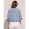 INSPIRE CHIC Women's Casual 3/4 Sleeve Collarless Button Up Cropped Denim Jacket - 4 of 4