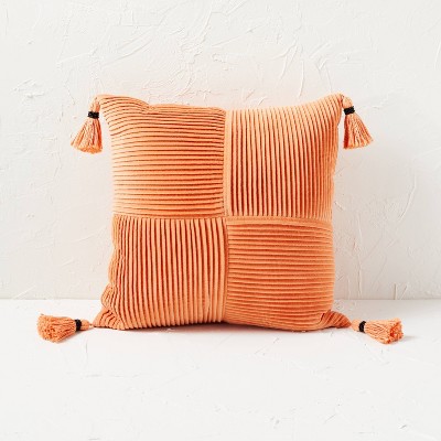 Pleated Velvet Square Throw Pillow Terracotta - Opalhouse™ designed with Jungalow™
