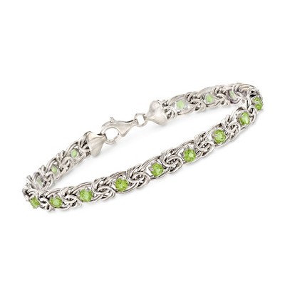 Ross-Simons 1.80 ct. t.w. Peridot Byzantine Bracelet in Sterling Silver Size 7