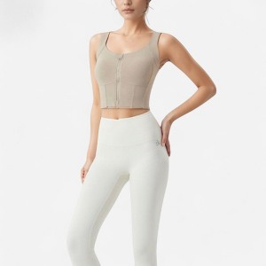 Anna-Kaci Active Women's Zip-Up Cropped Athletic Tank Top with Built-In Bra and Contoured Seam Design - 1 of 4