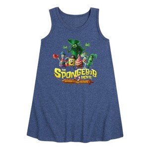 Girls' - Spongebob Squarepants - Spongebob: The Search For Squarepants Logo Graphic Sleeveless Aline Dress - 1 of 4