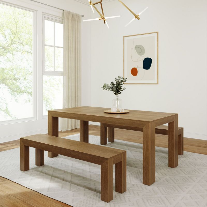 Plank+Beam Farmhouse Dining Table Set with 2 Benches, Table for Dining Room/Kitchen, Seats 6, 72 Inch, 1 of 6