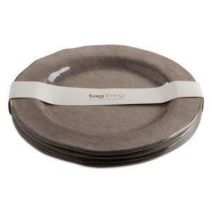 tagltd 10.75 in. Veranda Cracked Glazed Solid Melamine Plastic Dinnerware Plates Set of 4 Dishwasher Safe Indoor Outdoor Grey - 1 of 4