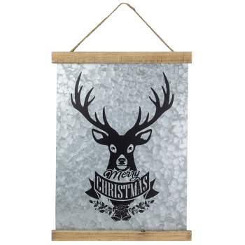 Northlight 16” Merry Christmas Reindeer Galvanized Sheet Metal Hanging Wall Sign
