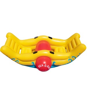 Swimline 90” Water Sports Inflatable 2-Person Sea-Saw Rocker Swimming Pool Toy - Yellow/Red - 1 of 2