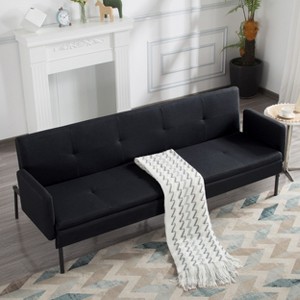 VYNXARIA 74.8inch Futon Sofa bed, can be converted to a fully functioning futon sleeper in few seconds,Black - 1 of 4