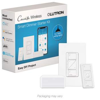 Lutron Caseta Wireless Smart Lighting Dimmer Switch Starter Kit,  |P-BDG-PKG1W, White
