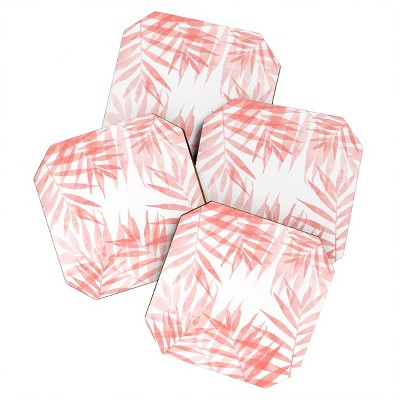 Emanuela Carratoni Living Coral Tropicana Palms Set of 4 Coasters - Deny Designs