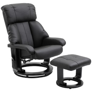 PU Leather Massage Recliner Chair with Ottoman, 360¡ã Swivel Recliner and Footstool, Side Pocket and Remote Control - 1 of 4