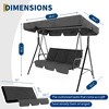 3 Seat Outdoor Porch Swing with Adjustable Canopy, Convertible Patio Swing Bed with Stand Patio SwingChair with Adjustable Tilt Shade - 3 of 4