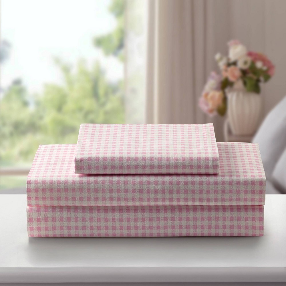 Photos - Bed Linen Laurel & Mayfair Queen Gingham Print Sheet Set Pink