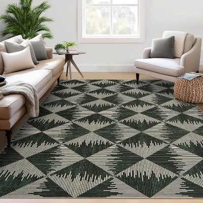 Modern Washable Area Rug - Contemporary Stain-Resistant Carpet for Living Room, Bedroom, Office