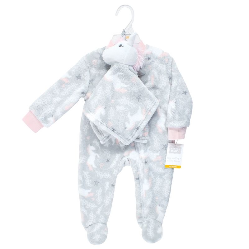 Hudson Baby Infant Girl Flannel Plush Sleep and Play and Security Toy, Whimsical Unicorn, 3 of 6