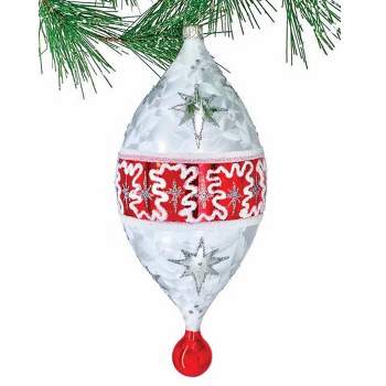 Heartfully Yours Camelia Frost  -  1 Heartfully Yours Ornament 6.00 Inches -  Ornament Teardrop Starburst  -  1046  -  Glass  -  White