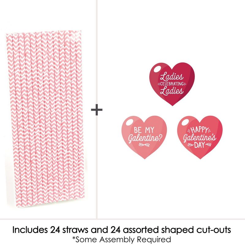 Big Dot of Happiness Happy Galentine's Day - Paper Straw Decor - Valentine's Day Party Striped Decorative Straws - Set of 24, 3 of 7