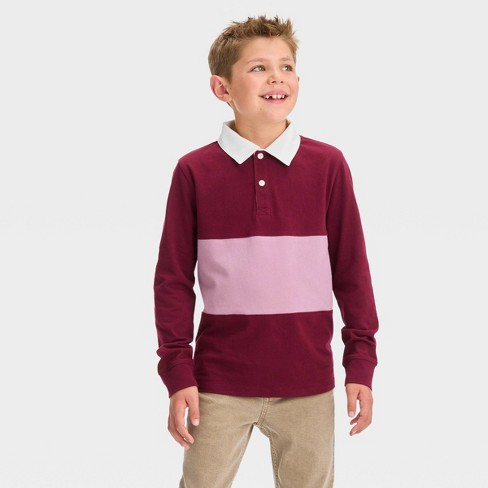 Boys' Long Sleeve Colorblock Polo Shirt - Cat & Jack™ : Target