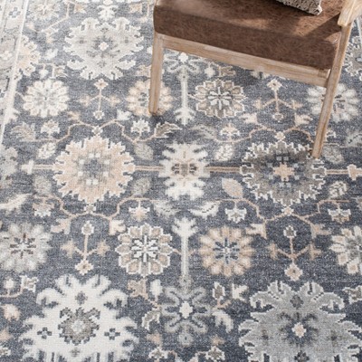 Ivory and Charcoal Hand-Knotted Wool 8' x 10' Area Rug