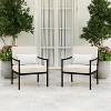 Martha Stewart Lily Pond Set of 2 Indoor-Outdoor Patio Accent Chairs with Steel Frames in Black with Cream All-Weather Cushions - 2 of 4