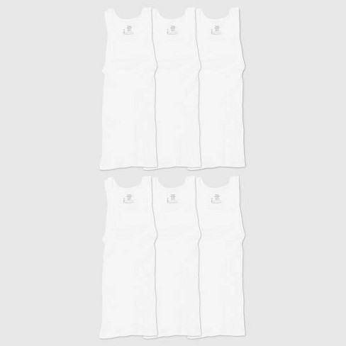 Hanes Men's TAGLESS ComfortSoft White A-Shirt 6-Pack Shirts Tank